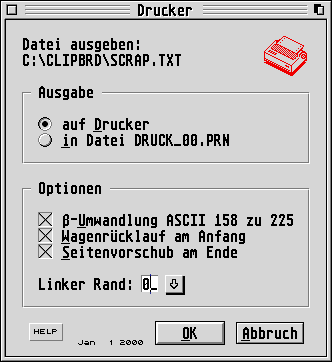 Deskprint Hauptfenster