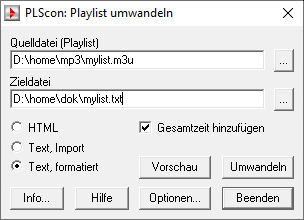 PLScon Hauptdialog